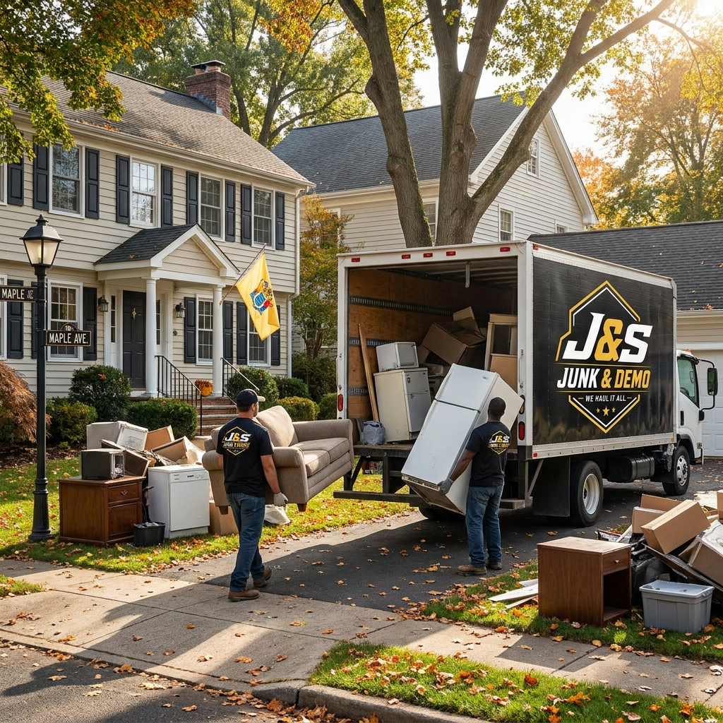 J&S Junk & Demo crew clearing a residential cleanout